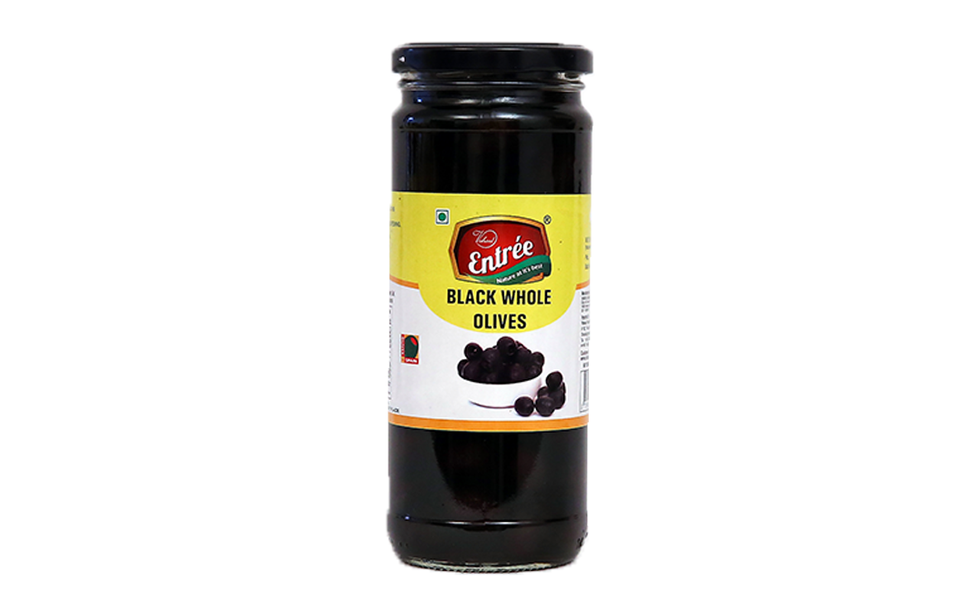 Vishaal Entree Black Whole Olives    Glass Jar  450 grams